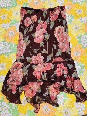 Y2K Floral Midi Skirt Size L